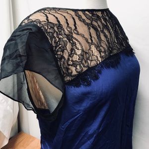 Anthropologie leifsdottir black blue lace zip 8/m